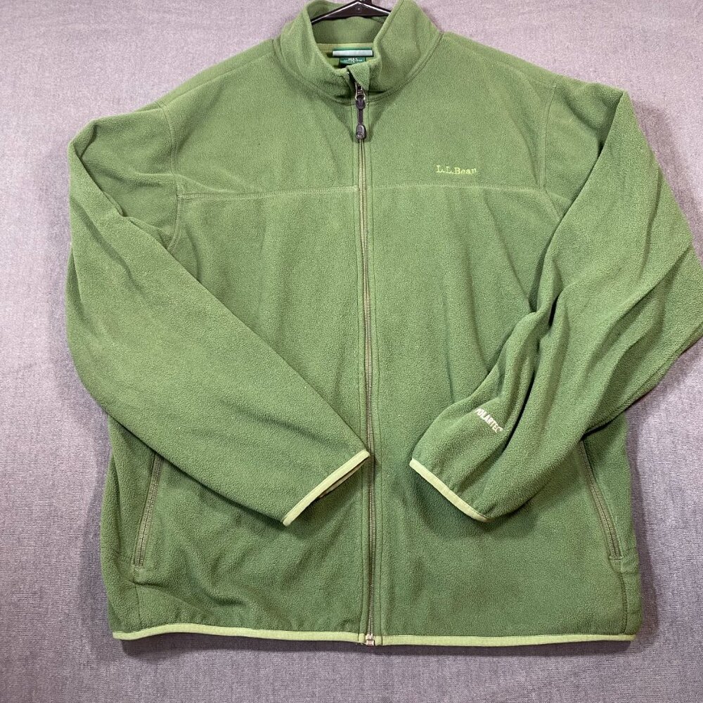 L.L. Bean Polartec Full-Zip Green Fleece Jacket With Mesh Lining Mens size LG